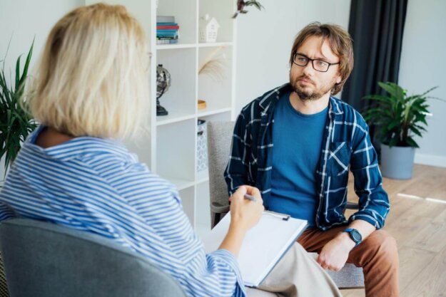 What is Residential Treatment a man starts to address addiction and mental health issues in residential treatment