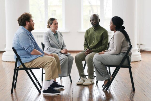 people in a group counseling session talk about why it works